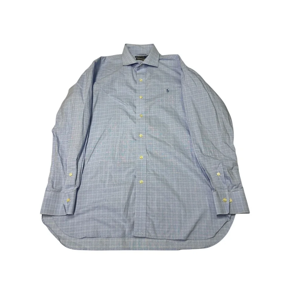 Polo Ralph Lauren Mens Classic Fit Easy Care Cotton Stretch Plaid Shirt 16 32 33